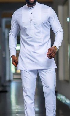 african men clothing | kaftan african men shirt and down yellow| dashiki mens White Native Wears For Men, White Senator Styles For Men, Suit Groomsmen, Mens Traditional Wear, African Men Clothing, Groom's Suit, Senator Wears, Men Kaftan, African Shirt