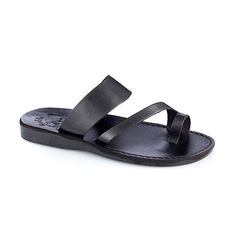 Zohar | Black Leather Toe Ring Sandal Natural Leather Sandals, Jesus Sandals, Ankle Strap Sandals Flat, Toe Ring Sandals, Toe Loop Sandals, Leather Sandals Handmade, Closed Toe Sandals, Ankle Strap Flats, Fashion Decor