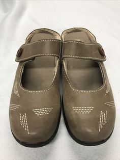 Shipped with USPS Priority Mail. Beige Closed Toe Slip-ons With Cushioned Footbed, Beige Cushioned Closed Toe Slip-ons, Beige Slip-on Walking Shoes, Brown Closed Toe Walking Shoes, Brown Slip-on Mary Janes For Spring, Brown Slip-ons With Removable Insole And Round Toe, Brown Round Toe Slip-ons With Removable Insole, Beige Slip-on Closed Toe Clogs, Brown Mary Janes With Removable Insole For Spring