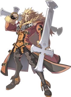 an anime character holding two large swords