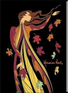 an image of a woman with autumn leaves on her body and the words happy new year