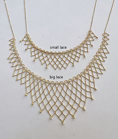 ad eBay - 18k gold necklace. Elegant Adjustable Beaded Chain Bib Necklaces, Elegant Adjustable Bib Necklace With Beaded Chain, Formal Necklaces With Chain And Round Beads, Wedding Necklace With Round Beads And Chain, Elegant Gold Bib Necklace With Beaded Chain, Bead Lace, 18k Gold Necklace, Lace Necklace, Fashion Jewelry Necklaces