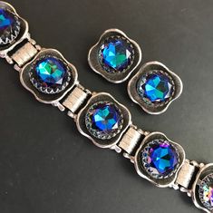 Simply Stunning Blue Heliotrope Rhinestone Bracelet Earring | Etsy Moonglow Necklace, Desert Hot Springs, Rhinestone Jewelry Set, Costume Jewelry Sets, Vintage Jewelry Sets, Huge Sale, Holiday Jewelry, Earring Jewelry, Vintage Jewels