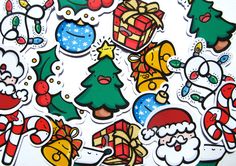 the christmas stickers are all different colors