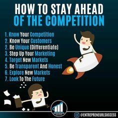 a poster with the words how to stay ahead of the competition, and an image of a