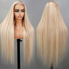 P10/613 Highlight Blonde 12A 180% Ombre Blonde Glueless Straight13x4 HD Lace Front Wig 613 Straight Wig, 613 Wigs, 613 Lace Front Wig, Ombre Blond, Wig Material, Human Hair Wigs Blonde, Perfect Blonde, Hair Knot, Blonde Lace Front Wigs