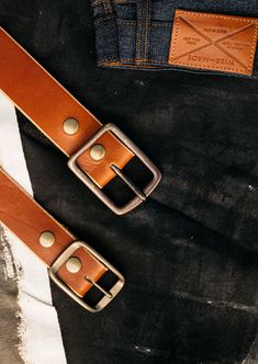 Simple, durable and works with everything. Hand made in our California shop of high quality 8oz American latigo leather, with a solid brass buckle. True to size, will soften and patina with wear. 1.7" thick leather strap. American Leather, Brass Buckle, American Made, Leather Belt, Solid Brass, Saddle, Leather Straps, Patina, Everyday Wear