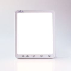 an electronic device with a white screen on it's front and back sides are shown