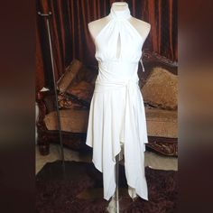 Style Mafia Dress, Size Small, New With Tags, Cream Color Asymmetrical Beige Asymmetrical Dress, Elegant Asymmetrical Beige Dress, Chic Asymmetrical Beige Maxi Dress, Luxury Fitted V-neck Asymmetrical Dress, Mafia Dress, Luxury Chic Asymmetrical V-neck Dress, Dresses Style, Asymmetrical Dress, Cream Color