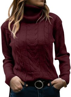 PRICES MAY VARY. Material: The womens turtleneck sweater is made of skin-friendly knited material (Lightweight, soft, comfortable and warm) Size Guide: S=US 4-6, M=US 8-10, L=US 12-14, XL=US 16. Casual and lovely, this top features Turtleneck , long sleeves with ribbed knit. The slim-fit style and stretchy fabric that perfect to show your body shape! Suitable for Spring, Fall, Party, Date, Vacation, Daily Wearing, Work, At Home, Shopping. Wear it with skinnies and booties for a put-together look Cable Knit Turtleneck Sweater, Womens Turtleneck, Look Casual, Sleeve Sweater, Street Fashion, Turtleneck Sweater, Long Sleeve Sweater, Pullover Sweaters, Knit Sweater