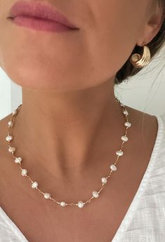 D E T A I L S - 18K Gold Filled - Freshwater Pearls Synthetic  - 16" length with a 2" extender  - Lobster Clasp  M A T E R I A L S At Dylan Rae, we are committed to handcrafting jewelry that is perfect for everyday wear. Our high-quality gold filled designs contain 100+ times more real gold than gold plated components. The thick outer layer of gold makes it highly durable and safe for people with allergies or sensitive skin. C A R E Care for Your Gold Filled Jewelry: Wear It, Love It, Care for I Dainty Single Strand Beaded Necklaces For Wedding, Dainty Single Strand Beaded Necklace For Wedding, Delicate Single Strand 14k Gold Filled Necklace, Delicate 14k Gold Filled Single Strand Necklace, Delicate Single Strand Necklace For Anniversary, Rose Gold Round Beads Necklace For Wedding, Minimalist Gold Beaded Necklace For Wedding, Dainty Round Bead Necklaces For Anniversary, Dainty Gold Beaded Necklaces For Wedding