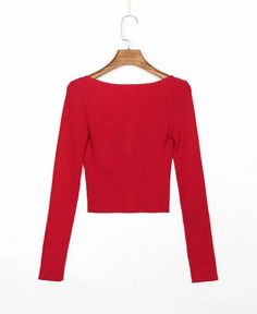 LIZAKOSHT - Women Rib Knitted Open Buttons Round collar Sweater Vintage Exposed navel Short Pullover Knitwear Long sleeve Cropped Jumper Description Available Colors: red, blue Available Size: one size one size --- Bust : 62+cm , Shoulder: 27cm, Sleeve: 58cm, Length: 38.5cm 1 inches=2.54cm The size is measured by hand, measurement allow 1-3 cm Error please. Solid Color Long Sleeve Cropped Sweater, Long Sleeve Solid Color Cropped Sweater, Long Sleeve Non-stretch Crop Top, Chic Red Ribbed Sweater, Red Long Sleeve Crop Top For Fall, Knit Long Sleeve Crop Top, Trendy Red Cropped Sweater For Winter, Red Cropped Tops For Winter, Trendy Red Long Sleeve Cropped Sweater