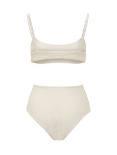 High waisted bikini. Bandeau top. Round neckline.Composition: 68% Polyamide, 32% Elastane | Lido Women's High Waisted Bikini in Ivory | SS23 Top Round, Bandeau Top, Round Neckline, Fashion Inspo, Composition, High Waisted, Closet, Clothes