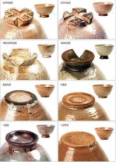 many different types of vases and bowls