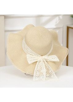 Color:Beige;Package Contents:1 X Hat; Cute Hats For Summer, Cute Sunhat, Cottagecore Hat, Elegant Dresses Plus Size, Beach Bridesmaid Dresses, Pink Sunflowers, Plaid Outfits, Black Swimwear, Sweet Floral