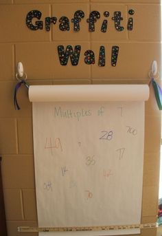 a bulletin board with writing on it that says crappy wall multiples of 1, 2, 3, 4