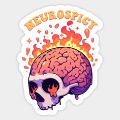 a sticker that says neurospy with a human skull in the middle