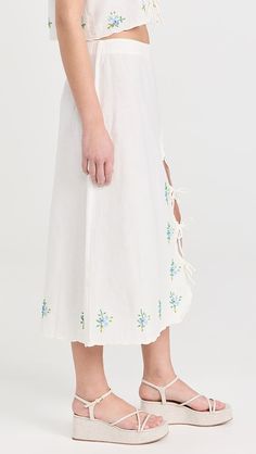 Sea Tania Beaded Cut-Out Skirt | Shopbop White Skirts, Thigh Highs, Embellishments, New Arrivals, Top Brands, Cut Out, Size 4, Luxury Fashion, Skirt