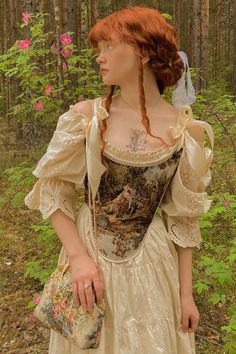 Cottagecore Outfits Fairy, Ethereal Cottagecore Outfits, Vintage Outfits Corset, Cottagecore Outfits With Corsets, Fairy Vintage Outfits, Corset Fairy Outfit, Fantasy Cottagecore Aesthetic Outfits, Fairy Core Style Outfits, Cottage Core Fits Aesthetic