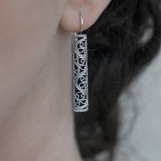 Telkari Filigree Earrings Filigree Earrings Sterling Silver Filigrana Jewelry, Silver Jewelry Handmade Earrings, Spanish Doors, Antique Style Jewelry, Silver Necklace Designs, Filigree Necklaces, Filigree Jewelry, Silver Earrings Handmade, Filigree Pendant