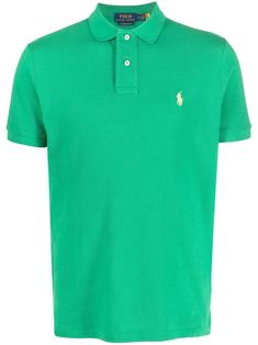 bright green cotton polo collar signature Polo Pony motif embroidered logo at the chest short sleeves ribbed cuffs and hem straight hem Polo Pony, Camisa Polo, Cotton Polo, Polo Collar, Green Cotton, Bright Green, Polo Ralph, Polo Ralph Lauren, Polo Shirt