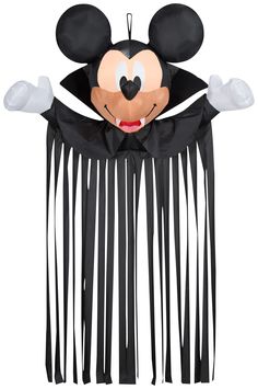 Create an eye-catching entrance or focal point with our Airblown® Inflatable Mickey Mouse Door Hanger! This amazing doorway decor features a lighted Vampire Mickey Mouse at the top and black streamers flowing below welcoming arms. It creates the perfect entrance for parties or greeting your guests. Best of all, this Mickey Mouse Halloween decor sets up in a flash for the easiest decorating ever. Includes a loop for easy hanging. Gemmy 6.5-ft Lighted Disney Mickey Mouse and Friends Mickey Mouse D Vampire Mickey Mouse, Mouse Door, Mickey Halloween Party, Doorway Decor, Mickey Mouse Halloween, Mickey Halloween, Halloween Inflatables, Halloween Scene, Mickey Head