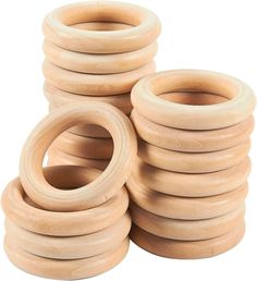 several wooden rings stacked on top of each other