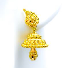 Tasteful Paisley 22k Gold Jhumki Earrings Luxury Yellow Gold Earrings For Diwali, Hanging Earring, Jhumki Earrings, Earring Post, Hanging Earrings, Gold Earring, Yellow Gold Earring, 22k Gold, Modern Elegance