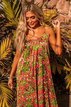 - Let your fashion sense bloom in this beautiful jumpsuit! - Lightweight, satin material with a colorful abstract floral design - Scoop neckline with drawstring spaghetti straps with back tie closure - Hidden side pockets - Ultra relaxed silhouette that ends in straight floor length hemlines Summer Green Jumpsuit With Spaghetti Straps, Green Floral Print Jumpsuits And Rompers For Party, Multicolor Spaghetti Straps Jumpsuit For Vacation, Floral Print Jumpsuits And Rompers With Spaghetti Straps, Green Spaghetti Strap Jumpsuits And Rompers For Beach, Sleeveless Green Floral Print Jumpsuits And Rompers, Floral Print Spaghetti Strap Jumpsuits And Rompers For Vacation, Floral Print Spaghetti Strap Jumpsuits For Vacation, Green Floral Print Jumpsuit For Beach