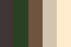 the color palette is brown, green and beige