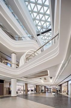 the interior of a large building with multiple floors