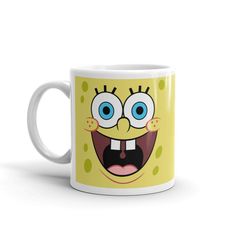 a mug with an image of spongebob on it