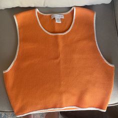 Brand New Never Worn Size Xl No Stains Or Rips Orange Ribbed Tops For Spring, Retro Ribbed Summer Top, Retro Ribbed Tops For Summer, Orange Loungewear Top For Spring, Orange Spring Loungewear Top, Silk Cami Top, Ripped Women, Knitted Crop Tank Top, Black Cropped Tank