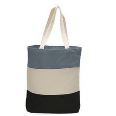 12 oz. Heavy Canvas tri color promotional tote bag. Web handles. Custom Canvas Tri-Colored Tote Bag in Black | Cotton | Totes Black Cotton Canvas Bag With Reinforced Handles, Blue Color Block Bags For Everyday Use, Blue Color Block Bag For Everyday Use, Black Cotton Shoulder Bag With Reinforced Handles, Black Color Block Shoulder Bag For Everyday Use, Everyday Use Black Color Block Shoulder Bag, Blue Color Block Everyday Bags, Black Color Block Bags For Daily Use, Black Color Block Bag For Daily Use