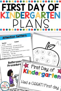 the first day of kindergarten plans for children to use in their homes