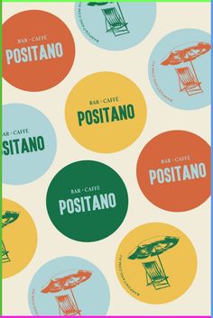 an advertisement for postanoo coffee with different types of chairs and tables on them