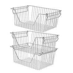 three wire baskets with handles on each side