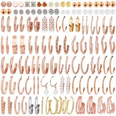 PRICES MAY VARY. Package included: You will get 62 pairs different sizes and styles rose gold hoop earrings for women, including pearl earrings, chunky hoop earrings, rectangular earrings, kink earrings, twisted earrings, big hoops, small hoops, cubic zirconia earrings. Each is a different style, adding a beautiful comprehensive set to your earring collection. satisfy ladies different everyday dress up demands. Different women studs earrings have different glamour. Premium material: Our women ea Cheap Small Hoop Earrings As Gift, Twisted Earrings, Special Gifts For Him, Rectangular Earrings, Popular Earrings, Rose Gold Hoop Earrings, Statement Hoop Earrings, Bling Earrings, Chunky Hoop Earrings