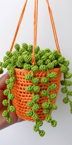 Easy Amigurumi String of Pearls Pattern Houseplant Crochet Pattern, Crochet Plant Ideas, How To Crochet A Plant, Crochet Garden Decoration, Crochet String Of Pearls Free Pattern, Free Crochet Hanging Plant Pattern, Free Plant Crochet Patterns, Crochet Hanging Plants Free Pattern, Crochet Hanging Plant Pattern Free