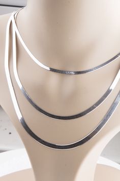 Sterling Silver Herringbone Chain Necklace Well made Smooth thickness Bold Chain, Chain Supplies,Perfect for Layering Necklace You may add large hole beads or pendant to have unique Design look Lobster clasp closure This chain is delicate ,flexible.It would last long time with extra tender care while wear on ,take off and storage it.It may not be right choice for you If cannot be provided with proper tender care . Priced per piece Silver Herringbone Snake Chain Necklace, Flat Snake Chain, Choker Chain, Herringbone Chain, Bold Necklace, Herringbone Necklace, Snake Chain Necklace, Large Hole Beads, Snake Chain