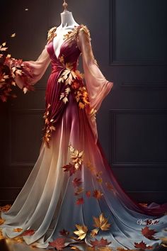 Autumn Ball Dress, Autumn Court Dress, Fae Gown, Autumn Gown, Phoenix Dress, Autumn Princess, Autumn Court, Mode Tips, Court Dresses