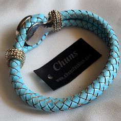 Brand New Chunsfashion Leather Bracelet. Comes In Original Retail Packaging. Elegant Adjustable Blue Leather Bracelet, Elegant Blue Adjustable Leather Bracelet, Elegant Blue Leather Bracelet For Gift, Casual Blue Metal Bracelets, Casual Blue Nickel-free Bracelets, Casual Blue Bracelets Fashion Accessory, Retail Packaging, Blue And Silver, Leather Bracelet