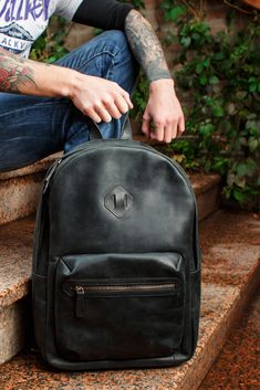 Bring together style and practicality with a comfortable, fashionable carrier.  #leatherbackpack #mensleatherbags #citybackpack #brownleatherbackpack #crazyhorseleatherbag #olpr #mensstyle #mensbackpack #laptopbackpack Modern Backpack With Gunmetal Hardware, Leather Backpack For On-the-go, Black Backpack With Gunmetal Hardware For Travel, Leather Backpack With Leather Lining For Commuting, Black Travel Backpack With Gunmetal Hardware, Travel Leather Backpack With Gunmetal Hardware, Leather-lined Backpack For Commuting, Modern Leather Backpack With Gunmetal Hardware, Modern Leather Backpack For On-the-go