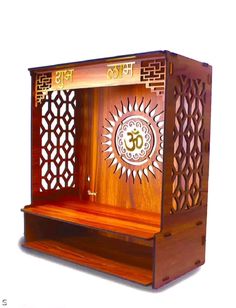 an open wooden shrine with the word om shan shan shan shan shan shan shan shan shan shan