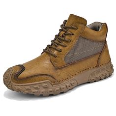 PRICES MAY VARY. 【LIGHTWEIGHT AND COMFORTABLE】 shoe weighs approximately 780g and is designed with a lightweight design, ensuring comfort for every step, whether you are hiking or traveling daily. The anti-collision toe cap protects your feet 【FOR ALL SEASONS】 These men's boots are made of synthetic leather and Oxford cloth, which are easy to maintain and provide excellent breathability and durability for daily wear. 【HANDMADE STITCHING 】 The sole is hand-sewn, which is durable The rubber sole p Boots For Men Casual, Lace Up Leather Boots, Leather Boots For Men, Ankle Boots Lace, Holiday Gifts For Men, Mens Chukkas, Hiking Sneakers, Mens Snow Boots, Mens Leather Boots