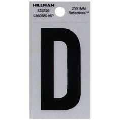 a sticker with the letter d in black and white on it's side