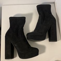 Questions? Leave A Comment Below! Shoes Steve Madden, Heel Boot, Chunky Heels Boots, Platform Heels Chunky, Black Vegan, Chunky Heel, Steve Madden Shoes, Shoes Heels Boots, Chunky Heels