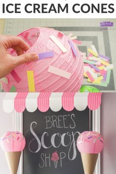 how to make paper lantern ice cream cones with free printables for kids and adults