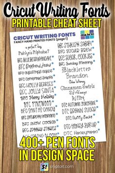 the printable worksheet for cricut writing font