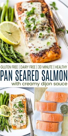 pan seared salmon with creamy dijon sauce is an easy and delicious dinner recipe